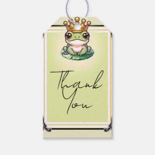 Kikkerprins in Gouden Kroon Baby Shower Uitnodigin Cadeaulabel