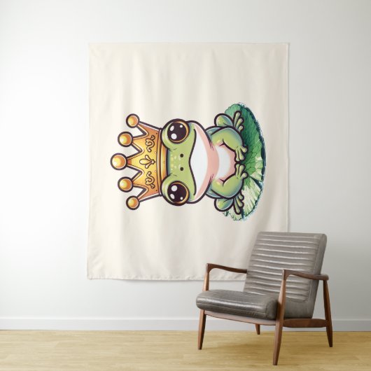 Kikkerprins in Gouden Kroon Sprookjeskamer Wandkleed (In situ)