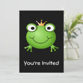 Kikkerprins. Kikker glimlachen met een kroon. Kaart (Staand voorkant)