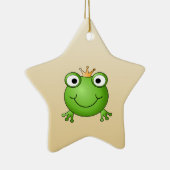 Kikkerprins. Kikker glimlachen met een kroon. Keramisch Ornament (Rechts)