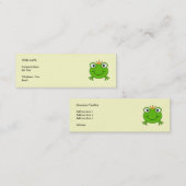 Kikkerprins. Kikker glimlachen met een kroon. Mini Visitekaartje (Voorkant / Achterkant)