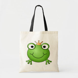 Kikkerprins. Kikker glimlachen met een kroon. Tote Bag