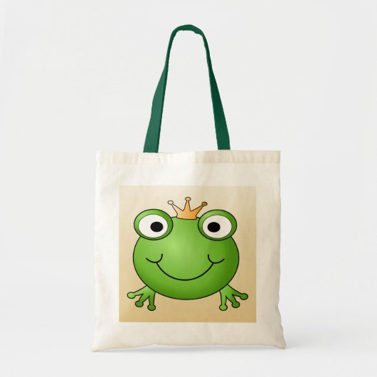 Kikkerprins. Kikker glimlachen met een kroon. Tote Bag (Voorkant)