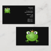 Kikkerprins. Kikker glimlachen met een kroon. Visitekaartje (Voorkant / Achterkant)