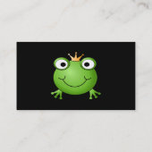 Kikkerprins. Kikker glimlachen met een kroon. Visitekaartje (Achterkant)