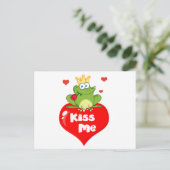 Kikkerprins op een rood hart briefkaart (Staand voorkant)