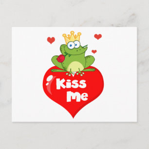 Kikkerprins op een rood hart briefkaart