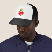 Kikkerprins op een rood hart trucker pet (In situ)