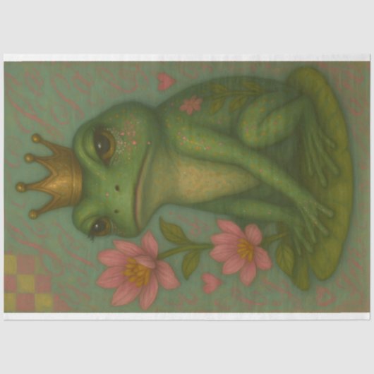 Kikkerprinses Decoupage Papier – grillig gekroond (Voorkant)
