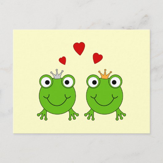 Kikkerprinses en Kikkerprins, met hart. Briefkaart (Voorkant)