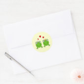 Kikkerprinses en Kikkerprins, met hart. Ronde Sticker (Envelop)