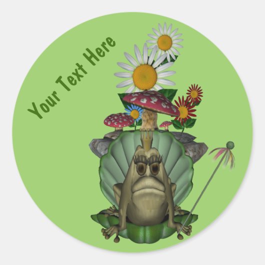 Kikkerprinses op troonkruit ronde sticker (Voorkant)