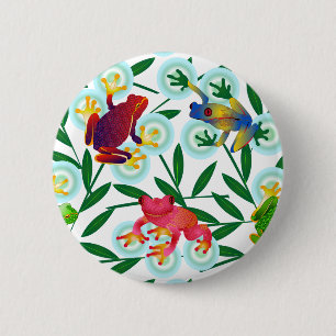 Kikkers Bamboe Bubbles Rainforest Oerwoud Whimsica Ronde Button 5,7 Cm
