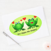 Kikkers Cute Cartoon Love Height Je maakt me hoppi Ovale Sticker (Envelop)