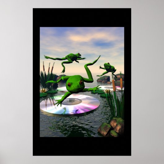 Kikkers die op CD Lily Pads pompen Poster (Voorkant)