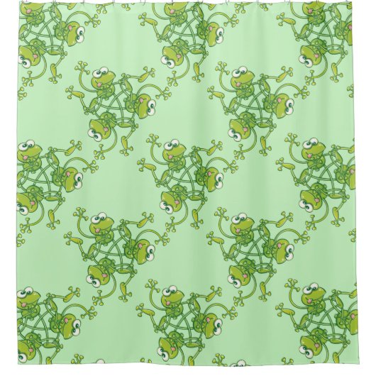 Kikkers die ronddraaien en plezier hebben in een p douchegordijn (Voorkant)