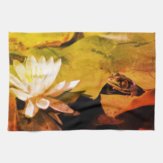 Kikkers die water Lily Abstract verhit Theedoek (Horizontaal)