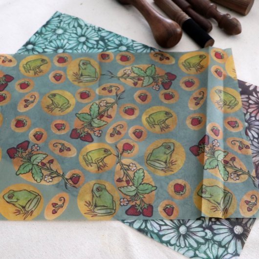 Kikkers en aardbeien tissuepapier