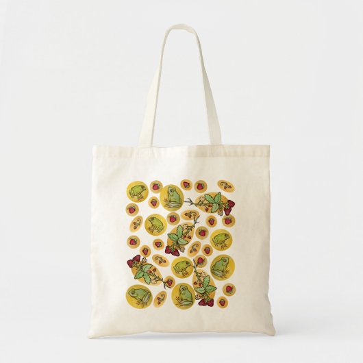 Kikkers en aardbeien tote bag (Voorkant)