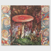 Kikkers en fairies onder roodpaddenstoel cadeaupapier (Vlak)