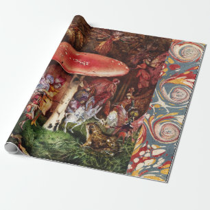 Kikkers en fairies onder roodpaddenstoel cadeaupapier