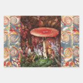 Kikkers en fairies onder roodpaddenstoel inpakpapier vel (Voorkant)
