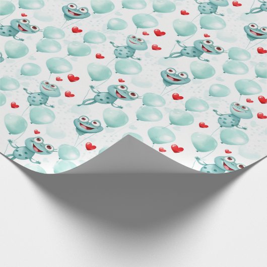 Kikkers en harten kikkers als ballonnen cadeaupapier (Hoek)