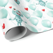 Kikkers en harten kikkers als ballonnen cadeaupapier (Rol Hoek)