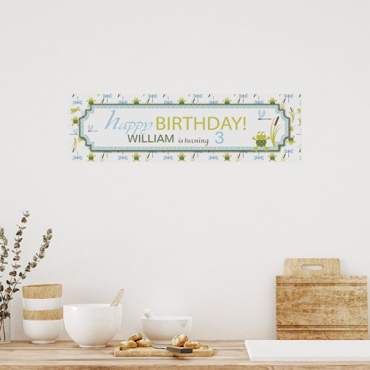 Kikkers en libellen, Birthday Banner Poster (Keuken)
