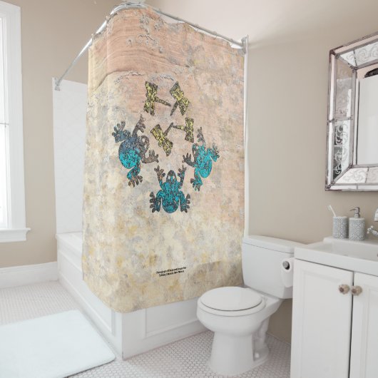 Kikkers en libellen douchegordijn (In situ)