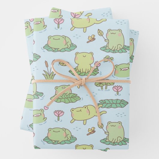 Kikkers en likvliegen Pond Patroon Inpakpapier Vel (In situ)