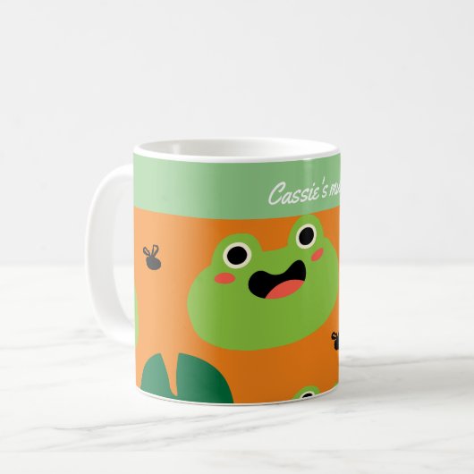 Kikkers en Lily Pads bewerkbare tekst Koffiemok (Voorkant links)