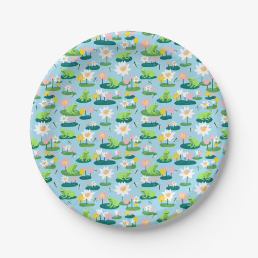 Kikkers en Lily Pads Leuk Verjaardags BABY SHOWER Papieren Bordje (Voorkant)