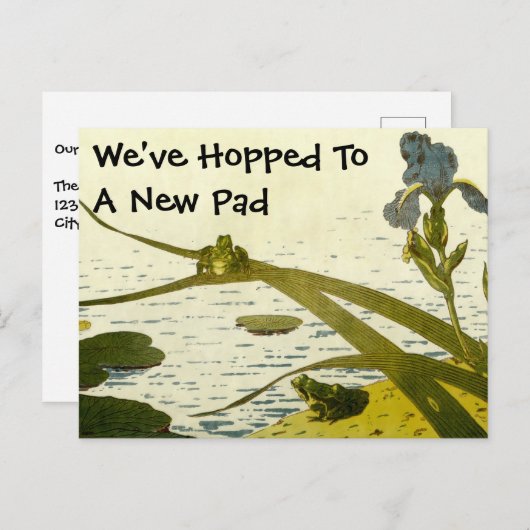  kikkers en Lily Pads nieuwe thuis Aankondigingskaart (Voorkant / Achterkant)