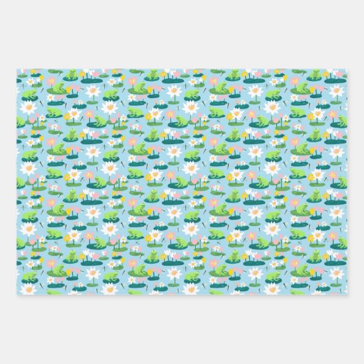Kikkers en Lily Pads Schattige BABY SHOWER Verjaar Inpakpapier Vel (Voorkant 2)