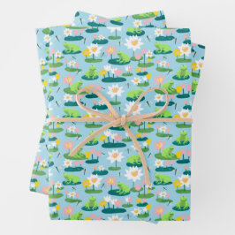 Kikkers en Lily Pads Schattige BABY SHOWER Verjaar Inpakpapier Vel