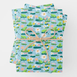 Kikkers en Lily Pads Schattige BABY SHOWER Verjaar Inpakpapier Vel