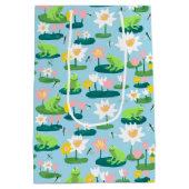 Kikkers en Lily Pads Schattige BABY SHOWER Verjaar Medium Cadeauzakje (Achterkant)