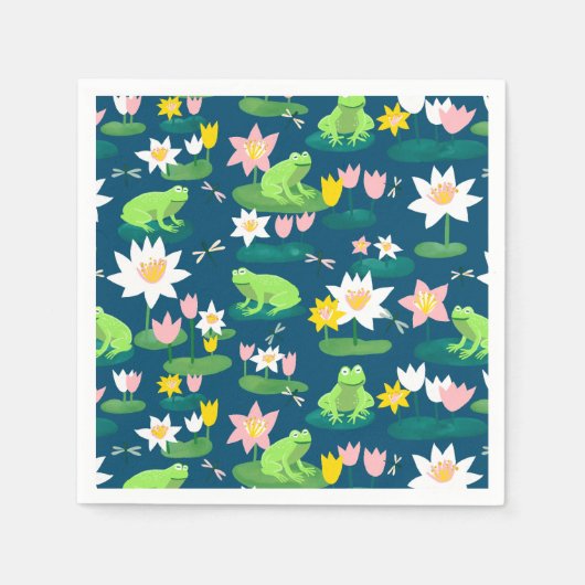 Kikkers en Lily Pads Schattige BABY SHOWER Verjaar Servet (Voorkant)