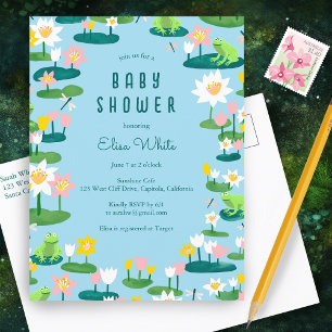 Kikkers en Lily Pads Schattige CUSTOM BABY SHOWER Uitnodiging Briefkaart