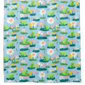 Kikkers en Lily Pads Schattige Custom Douchegordijn (Voorkant)
