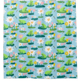 Kikkers en Lily Pads Schattige Custom Douchegordijn