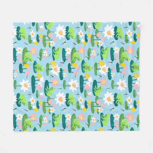 Kikkers en Lily Pads Schattige Custom Fleece Deken (Voorkant (Horizontaal))