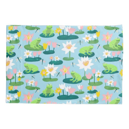 Kikkers en Lily Pads Schattige Custom Kussensloop (Achterkant)