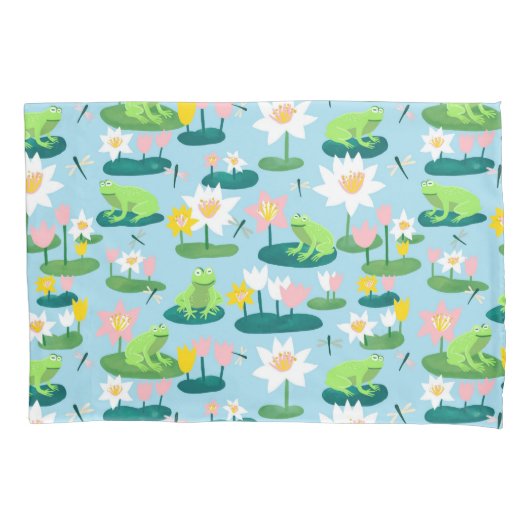 Kikkers en Lily Pads Schattige Custom Kussensloop (Voorkant)