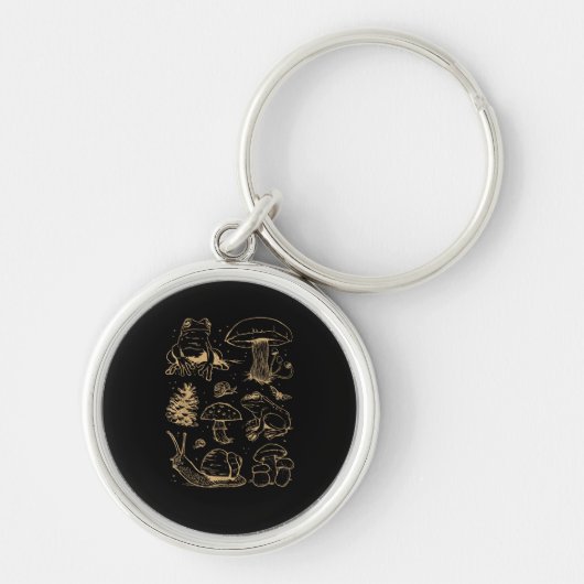 Kikkers En Paddenstoelen Vintage Schets – Esthetis Sleutelhanger (Voorkant)