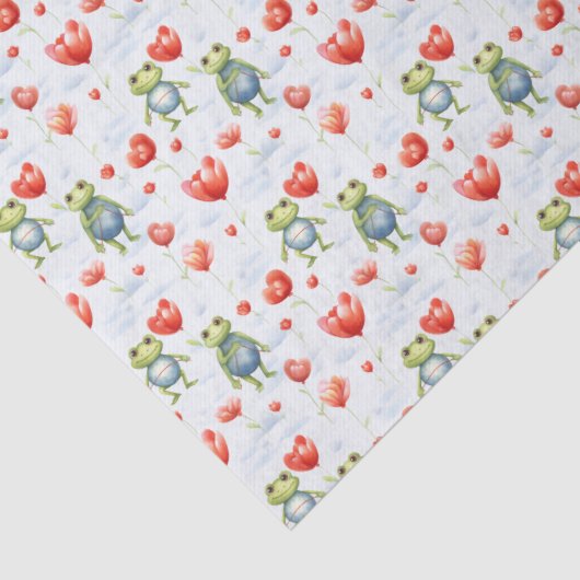 Kikkers en rode bloemen tissuepapier (Detail)
