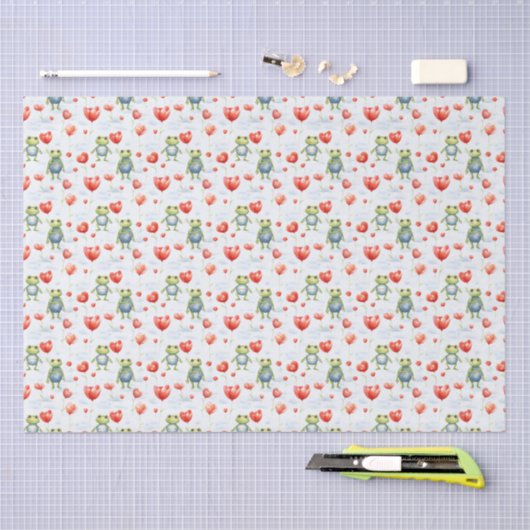 Kikkers en rode bloemen tissuepapier (Craft)