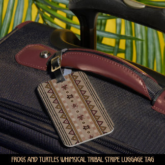 Kikkers en schildpadden Whimsical Tribale Streep Bagagelabel