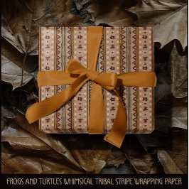 Kikkers en schildpadden Whimsical Tribale Streep Cadeaupapier
